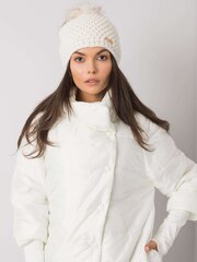 Sieviešu balta cepure ar pomponu. White One size cena un informācija | Sieviešu cepures | 220.lv