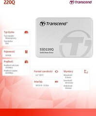 Transcend TS500GSSD220Q cena un informācija | Iekšējie cietie diski (HDD, SSD, Hybrid) | 220.lv