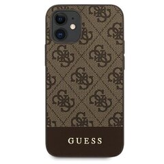 Guess GUHCP12SG4GLBR 4G Stripe Ciets aizmugures maks-apvalks priekš Apple iPhone 12 mini Brūns cena un informācija | Telefonu vāciņi, maciņi | 220.lv