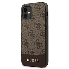 Guess GUHCP12SG4GLBR 4G Stripe Ciets aizmugures maks-apvalks priekš Apple iPhone 12 mini Brūns cena un informācija | Telefonu vāciņi, maciņi | 220.lv