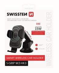 Swissten W2-HK3 Turētājs Ar 15W Wireless Uzlādi + Micro USB Vads 1.2m Melns цена и информация | Держатели для телефонов | 220.lv