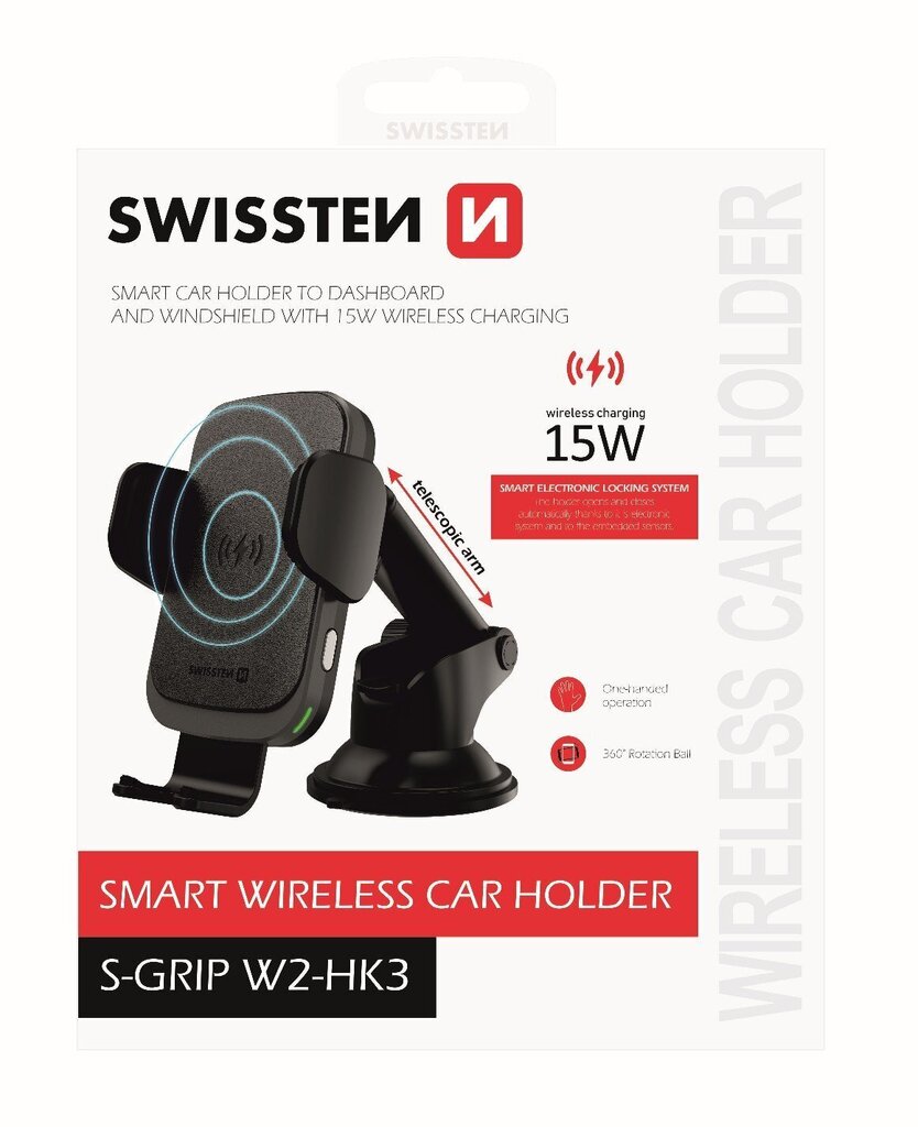 Swissten W2-HK3 Turētājs Ar 15W Wireless Uzlādi + Micro USB Vads 1.2m Melns cena un informācija | Auto turētāji | 220.lv