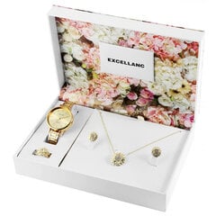 Sieviešu dāvanas komplekts Excellanc - pulkstenis ar auskaru pāri, gredzenu un kaklarotu cena un informācija | Sieviešu pulksteņi | 220.lv