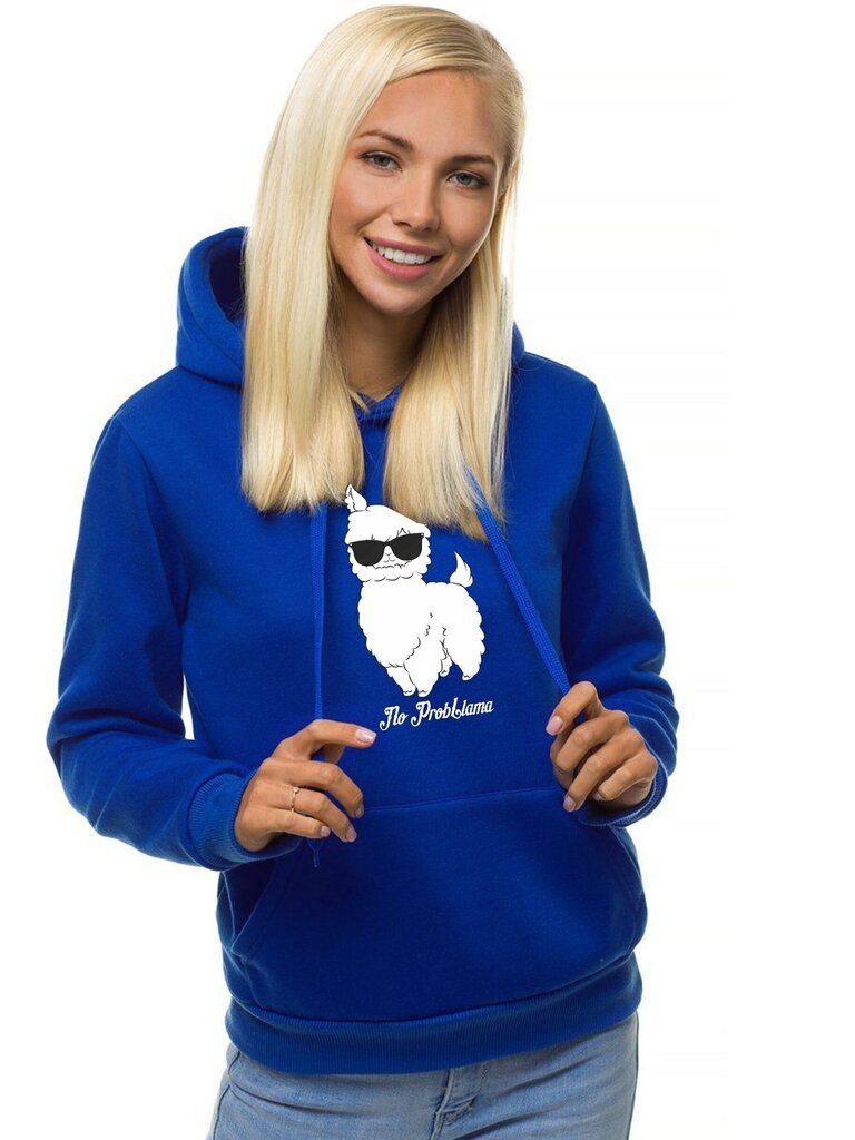Zils sieviešu džemperis ar kapuci "No ProbLlama" JS/W02-45533-XXL cena un informācija | Jakas sievietēm | 220.lv