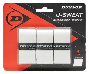 Намотка верхняя Dunlop U-Sweat белая 3шт. цена и информация | Товары для большого тенниса | 220.lv
