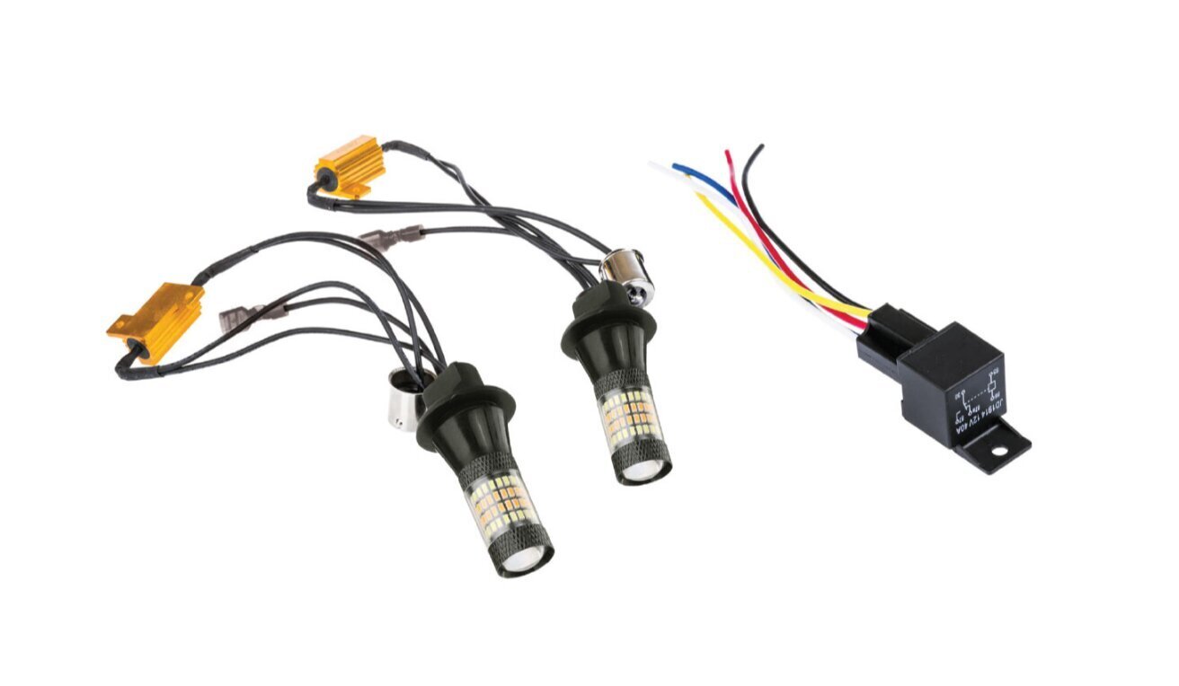 LED DRL spuldzes ar pagrieziena funkciju. Saderīga ar PY21W spuldzi. cena un informācija | Auto spuldzes | 220.lv