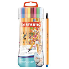 Tintes pildspalvu komplekts STABILO POINT88 |0.4 mm| 30 krāsas цена и информация | Принадлежности для рисования, лепки | 220.lv