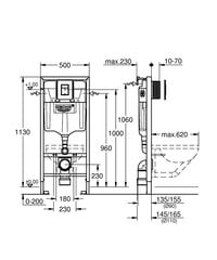 Grohe Solido 3в1 скрытый каркас для унитаза с черной кнопкой «Even» и креплениями, 38811KF0 цена и информация | Детали для унитазов, биде | 220.lv