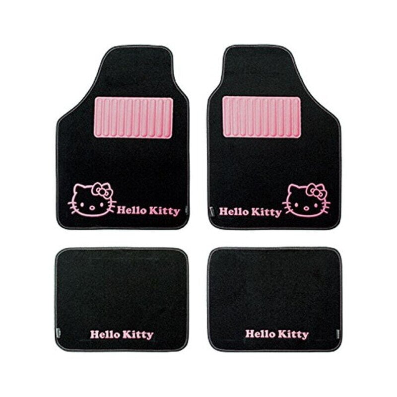 Auto Grīdas Paklāju Komplekts Hello Kitty KIT3013 Universāls Melns Rozā (4 pcs) cena un informācija | Universālie paklājiņi | 220.lv