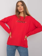 RUE PARIS Czerwony bawełniany longsleeve damski. Red S/M cena un informācija | Jakas sievietēm | 220.lv