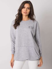 RUE PARIS Szara melanżowa bluza kangurka bez kaptura. Grey S/M цена и информация | Женские толстовки | 220.lv