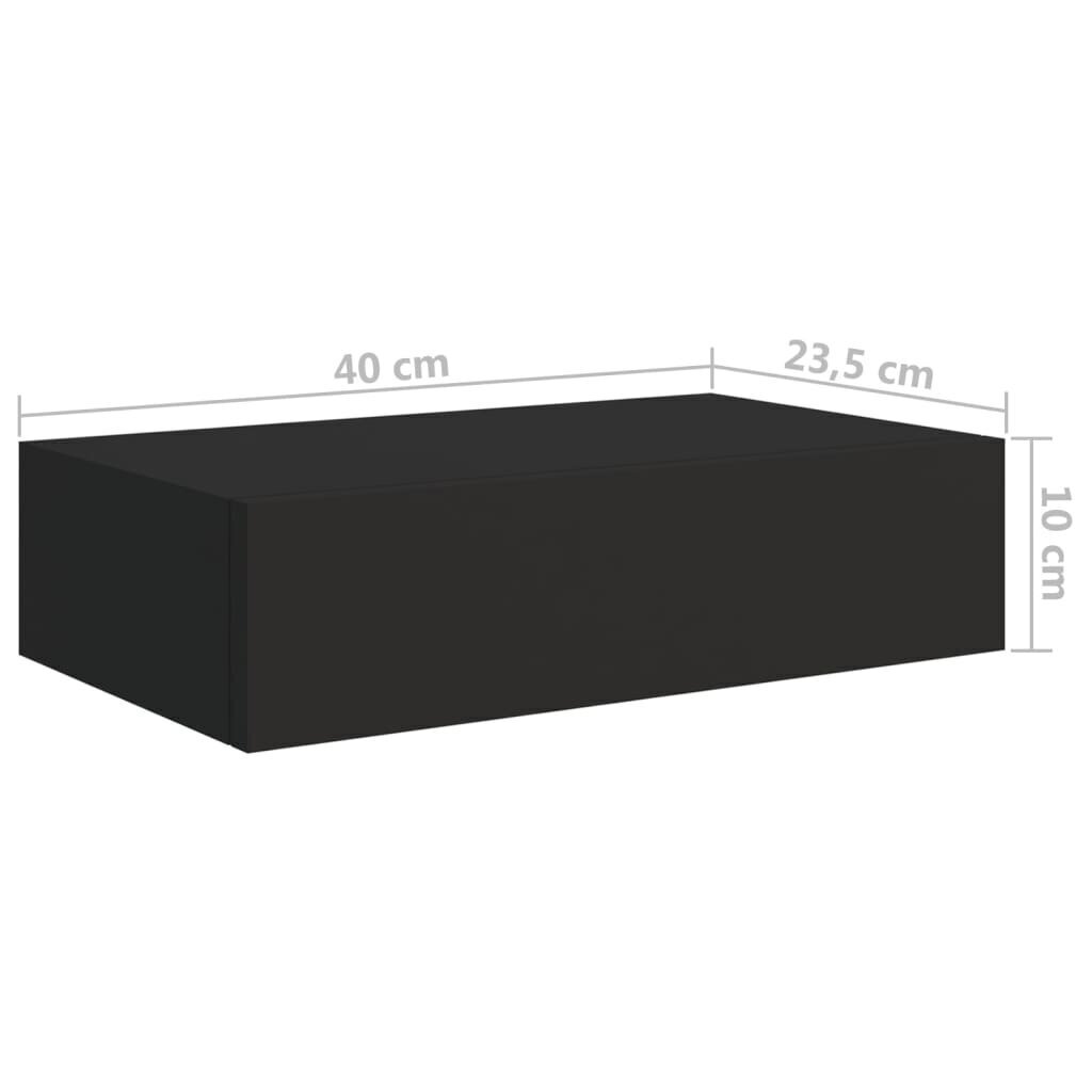 Sienas plaukts ar atvilktni, 40x23,5x10 cm, melns cena un informācija | Plaukti | 220.lv