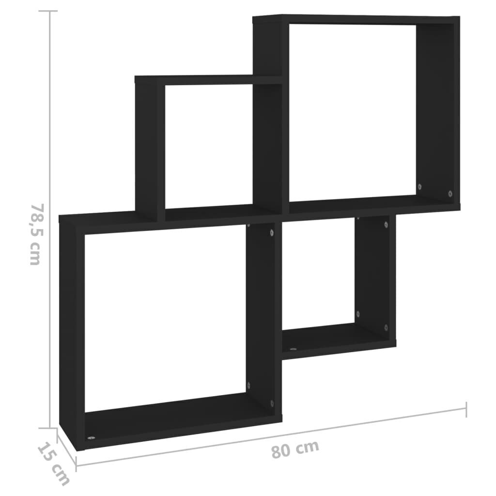 Sienas plaukts, 80x15x78,5 cm, melns cena un informācija | Plaukti | 220.lv