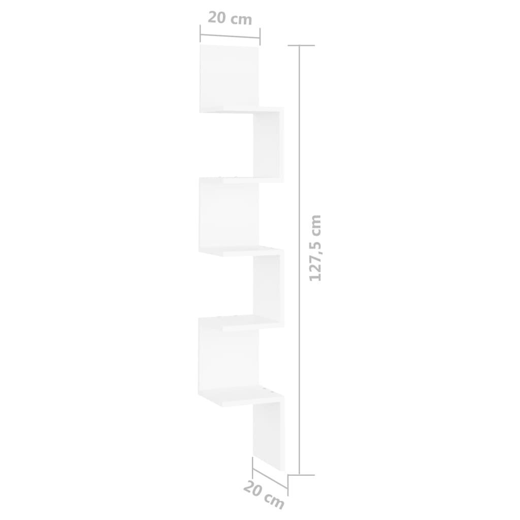 Pie sienas stiprināms stūra plaukts, 20x20x127,5 cm, balts cena un informācija | Plaukti | 220.lv