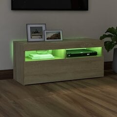 TV skapis ar LED apgaismojumu, 90x35x40 cm, brūns цена и информация |  Тумбы под телевизор | 220.lv