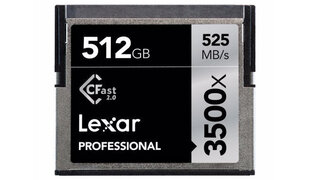 Lexar atmiņas karte CFast 512GB Pro 3500X VPG-130 R525/W445 цена и информация | Карты памяти для фотоаппаратов | 220.lv