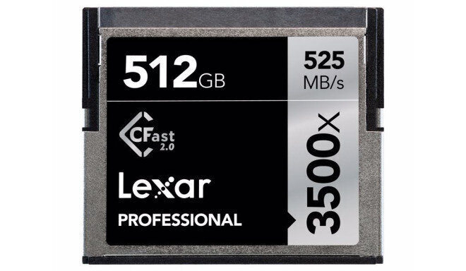 Lexar atmiņas karte CFast 512GB Pro 3500X VPG-130 R525/W445 cena un informācija | Atmiņas kartes fotokamerām | 220.lv