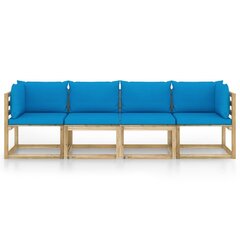 Četrvietīgs dārza dīvāns ar ziliem spilveniem цена и информация | Комплекты уличной мебели | 220.lv