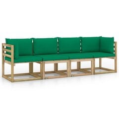 Četrvietīgs dārza dīvāns ar zaļiem spilveniem cena un informācija | Dārza mēbeļu komplekti | 220.lv