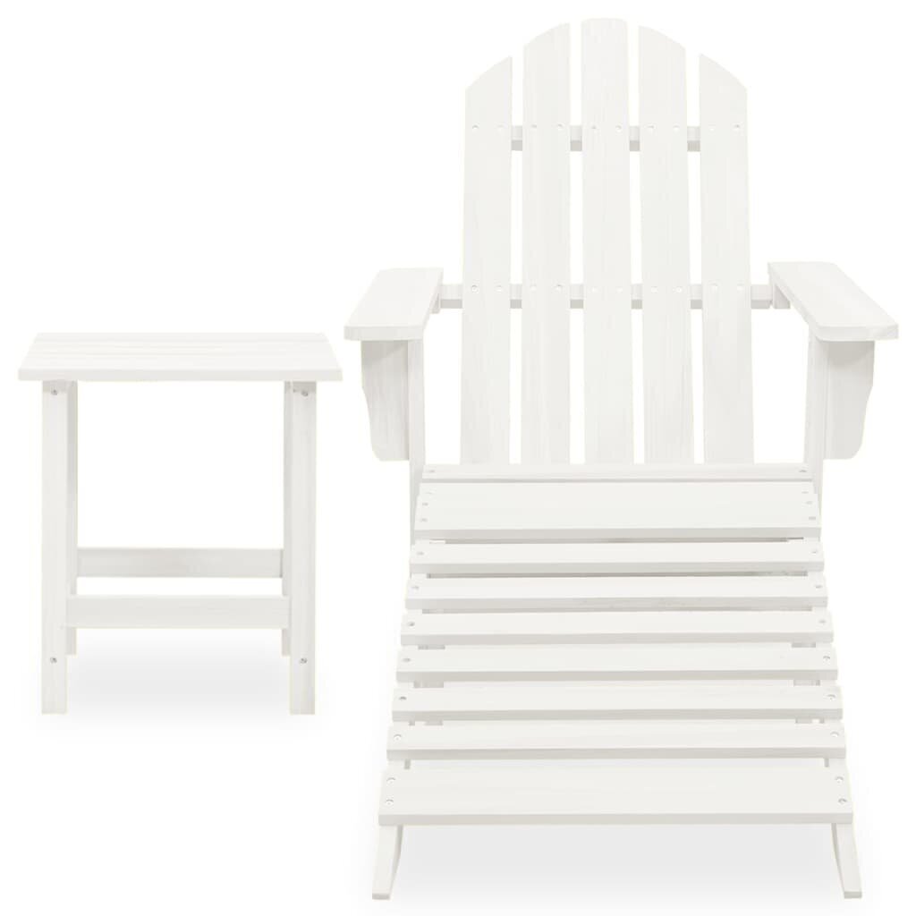 Adirondack dārza krēsls ar pufu un galdu, balts cena un informācija | Dārza mēbeļu komplekti | 220.lv