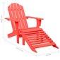 Adirondack dārza krēsls ar pufām, sarkans cena un informācija | Dārza krēsli | 220.lv