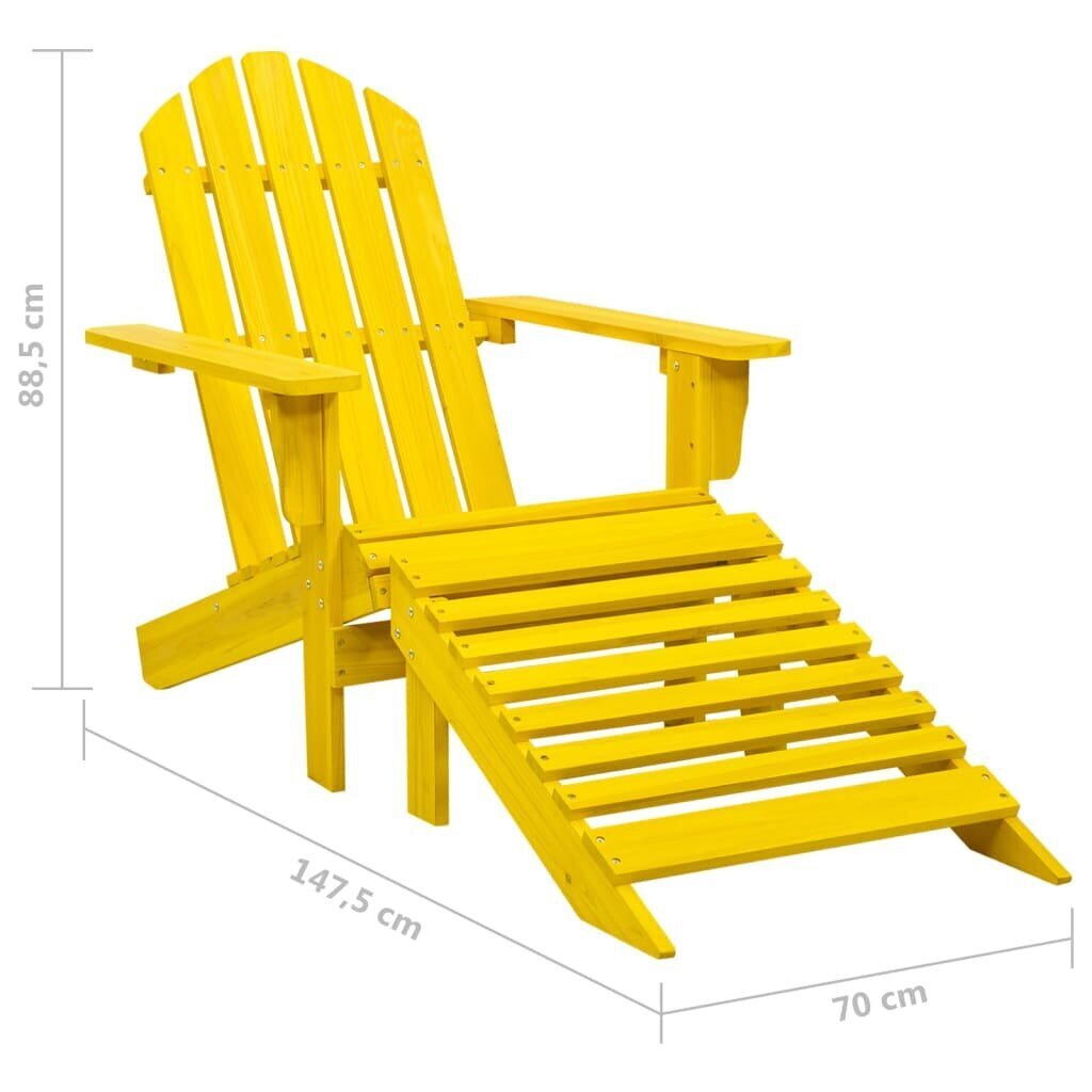 Adirondack dārza krēsls ar pufām, dzeltens cena un informācija | Dārza krēsli | 220.lv