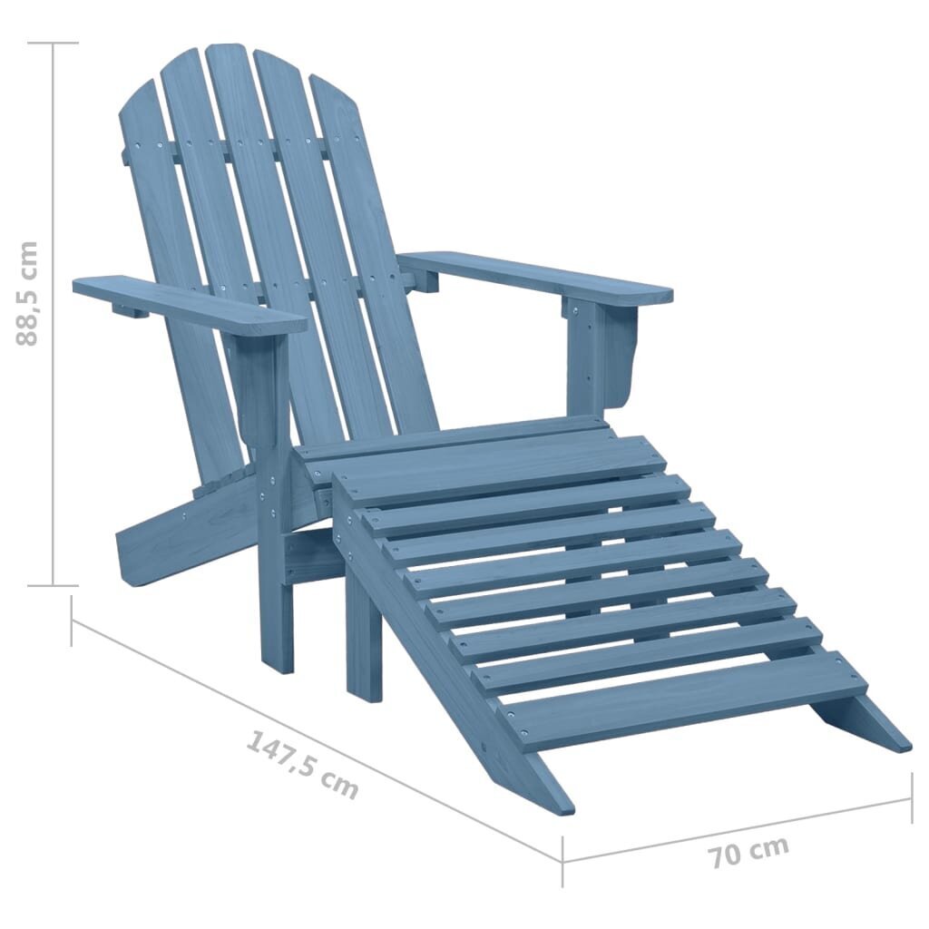 Dārza Adirondack krēsls ar pufām, zils цена и информация | Dārza krēsli | 220.lv