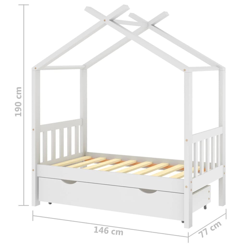 Bērnu gultas rāmis ar atvilktni, 70x140 cm, balts цена и информация | Bērnu gultas | 220.lv