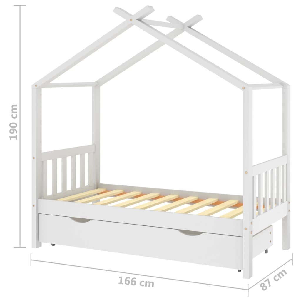 Bērnu gultas rāmis ar atvilktni, 80x160 cm, balts cena un informācija | Bērnu gultas | 220.lv