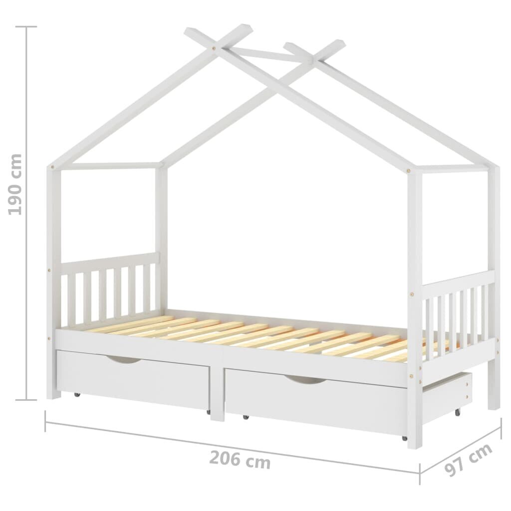 Bērnu gultas rāmis ar atvilktnēm, 90x200 cm, balts цена и информация | Bērnu gultas | 220.lv