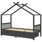 Bērnu gultas rāmis ar atvilktnēm, 90x200 cm, pelēks cena un informācija | Bērnu gultas | 220.lv