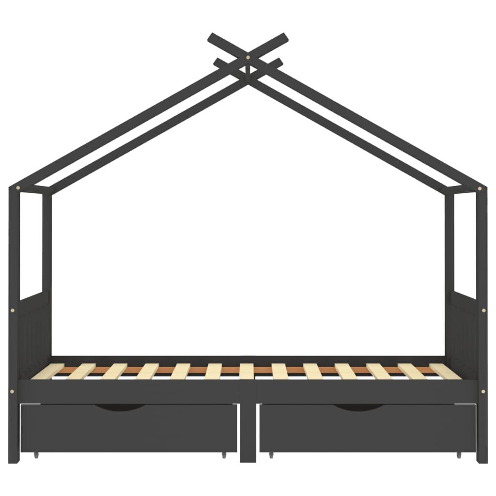 Bērnu gultas rāmis ar atvilktnēm, 90x200 cm, pelēks cena un informācija | Bērnu gultas | 220.lv