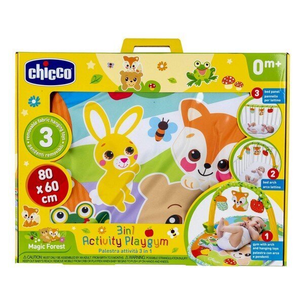 Aktivitāšu centrs Chicco Magic Forest 3 vienā (80 x 60 cm) cena un informācija | Rotaļlietas zīdaiņiem | 220.lv