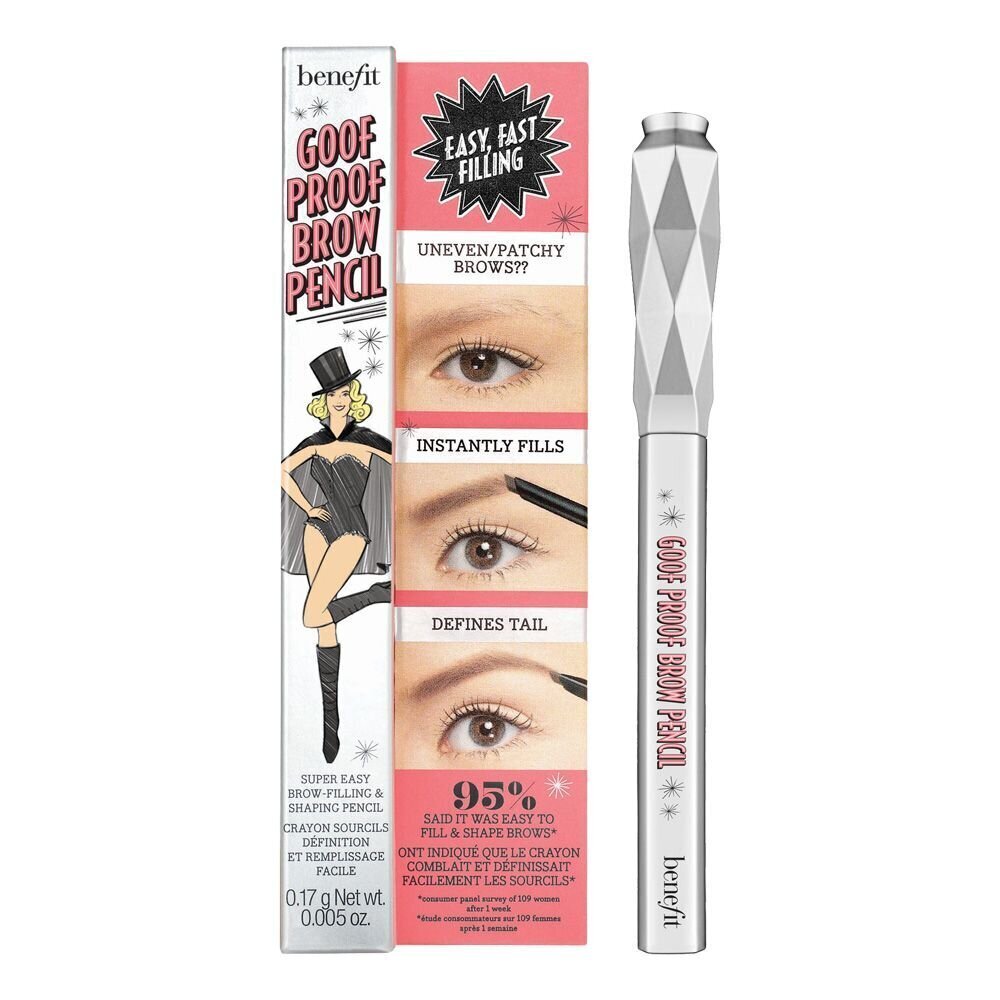 Uzacu zīmulis Benefit Goof Proof Brow Pencil Mini 3 Warm Light Brown, 0,17 g cena un informācija | Acu ēnas, skropstu tušas, zīmuļi, serumi | 220.lv