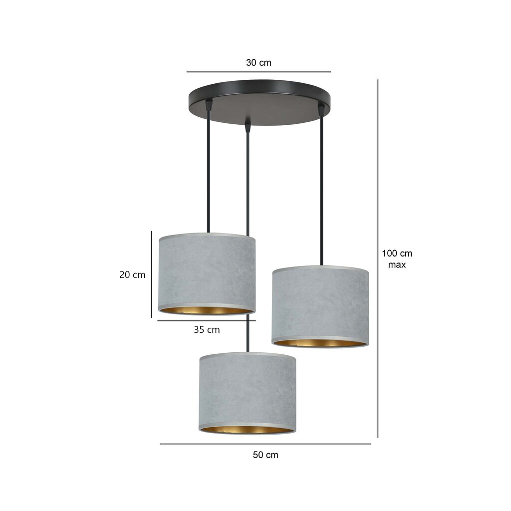 Emibig piekaramā lampa Hilde 3 BL Premium Gray cena un informācija | Piekaramās lampas | 220.lv