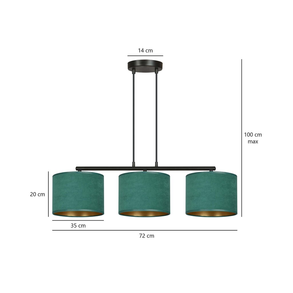 Emibig piekaramā lampa Hilde 3 BL Green cena un informācija | Lustras | 220.lv