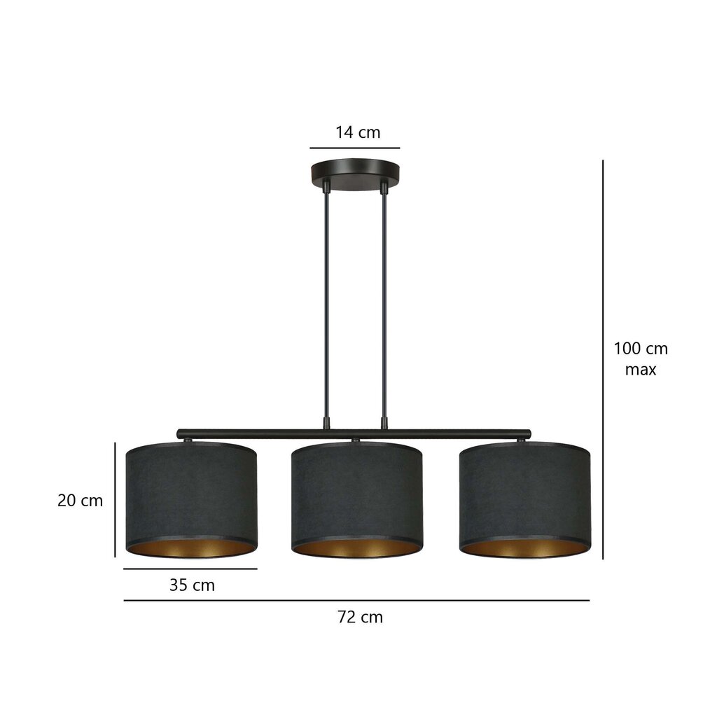 Emibig piekaramā lampa Hilde 3 BL Black cena un informācija | Piekaramās lampas | 220.lv