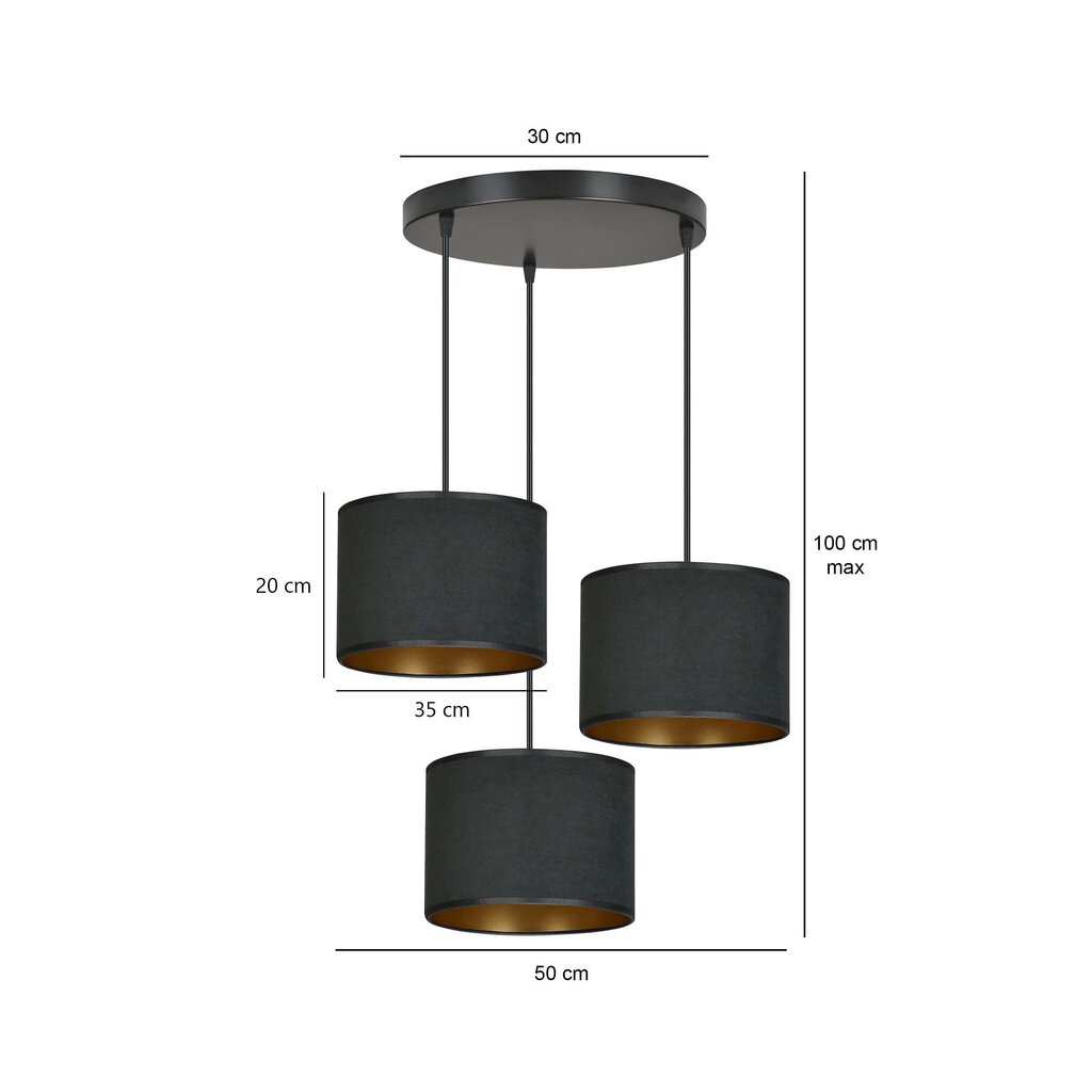 Emibig piekaramā lampa Hilde 3 BL Premium Black cena un informācija | Piekaramās lampas | 220.lv