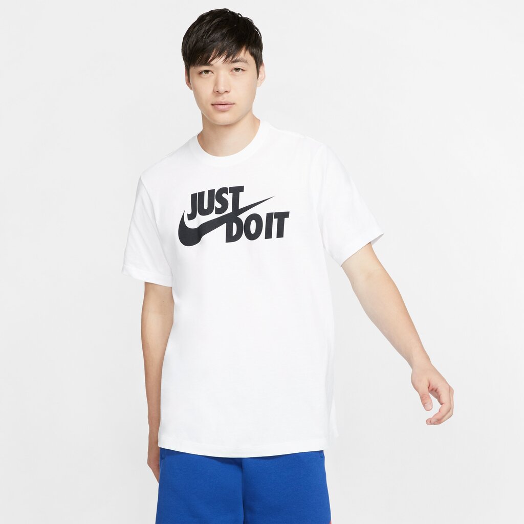 Sporta T-krekls vīriešiem Nike Tee Just Do It Swoosh M AR5006 100, balts цена и информация | Sporta apģērbs vīriešiem | 220.lv