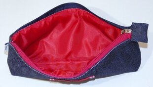 Džinsa kosmētikas somiņa, zila/sarkana cena un informācija | Kosmētikas somas, spoguļi | 220.lv