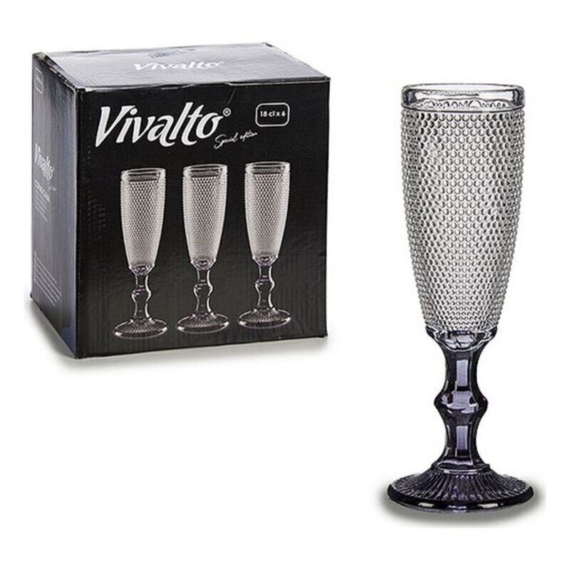 Vīnaglāze Vivalto Stikls Antracīts (0,171 L) (7 x 20 x 7 cm) (185 ml) cena un informācija | Glāzes, krūzes, karafes | 220.lv