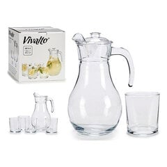 Glāžu komplekts Vivalto Krūka 5 pcs Caurspīdīgs Stikls 4 x (40 cl) / 1 x (1,8 l) cena un informācija | Glāzes, krūzes, karafes | 220.lv