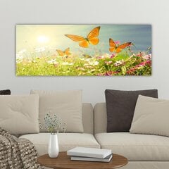 Репродукция на холсте Луг c бабочками, 30x80 см цена и информация | Картины | 220.lv