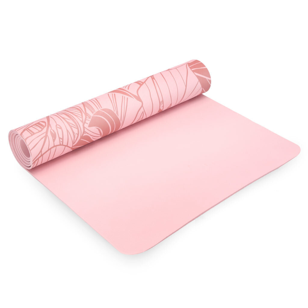 Jogas paklājiņš Spokey Leaf, 183x61x0.4 cm, rozā cena un informācija | Vingrošanas paklāji | 220.lv