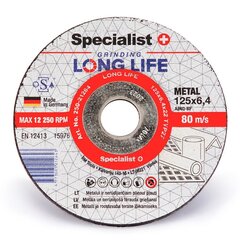 Specialist LongLife slīpēšanas disks 125x6,4x22 цена и информация | Механические инструменты | 220.lv