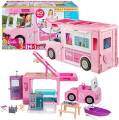 Barbie Super Adventure kemperu lelles, kempinga karavāns ar piederumiem cena un informācija | Rotaļlietas meitenēm | 220.lv