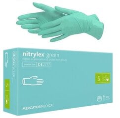 Перчатки одноразовые нитриловые Mercator Nitrylex Green, S 100 шт. цена и информация | Рабочие перчатки | 220.lv