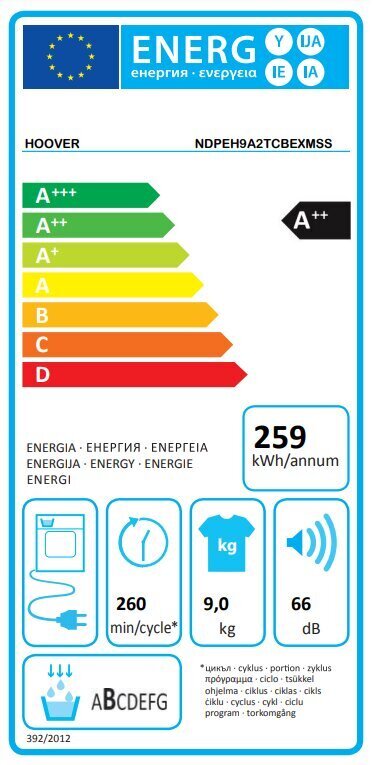 Hoover NDPEH9A2TCBEXMSS cena un informācija | Veļas žāvētāji | 220.lv