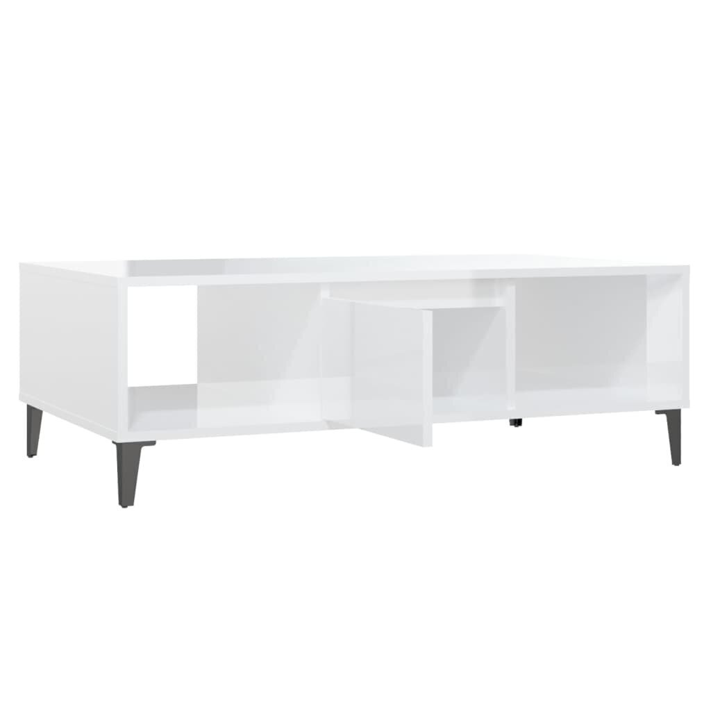 Kafijas galdiņš, balts, 103.5x60x35 cm, spīdīgs cena un informācija | Žurnālgaldiņi | 220.lv