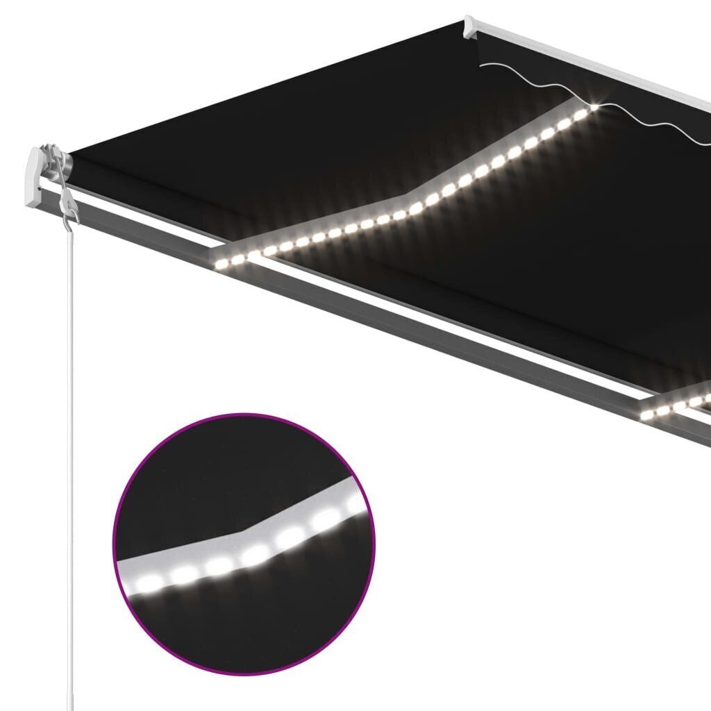 Ar rokām izvelkama markīze su LED, 350x250 cm, pelēka cena un informācija | Saulessargi, markīzes un statīvi | 220.lv